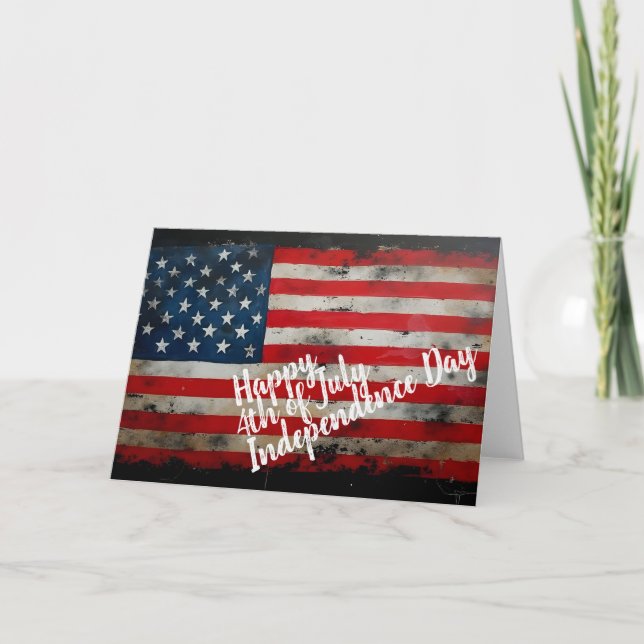 Patriotisk 4 juli självständighetsdagskonst kort (Framsida)