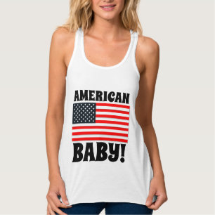 PATRIOTISK 4 JULI T-Shirts Linne Med Racerback