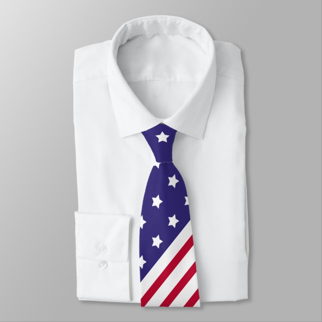 Patriotisk 4 juli USA-flagga stjärnor och ränder Slips (Bunden)