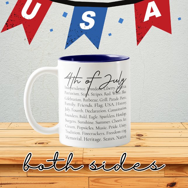 Patriotisk 4 juli USA-mugg, röd vit och blå Två-Tonad Mugg (4th of July mug, patriotic mug, USA mug, American flag mug, Independence Day gift,)