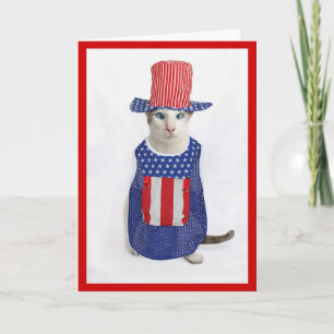 Patriotisk 4th av Juli den Siamese katten Kort
