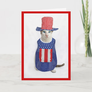 Patriotisk 4th av Juli den Siamese katten Kort
