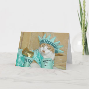 Patriotisk 4th av Juli det orange kattkortet Kort