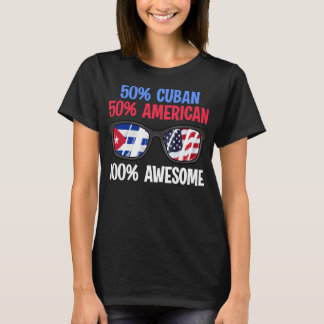 Patriotisk 50 % kuban 50 % amerikan 100 % Fantasti T Shirt