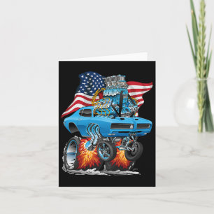Patriotisk 60-tals muskelbil rolig dragster USA Ho Kort