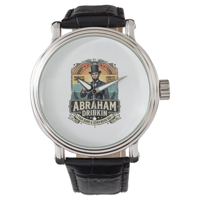 Patriotisk Abraham Drickande Retro Nött Armbandsur (Framsida)