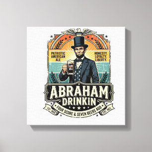Patriotisk Abraham Drickande Retro Nött Canvastryck