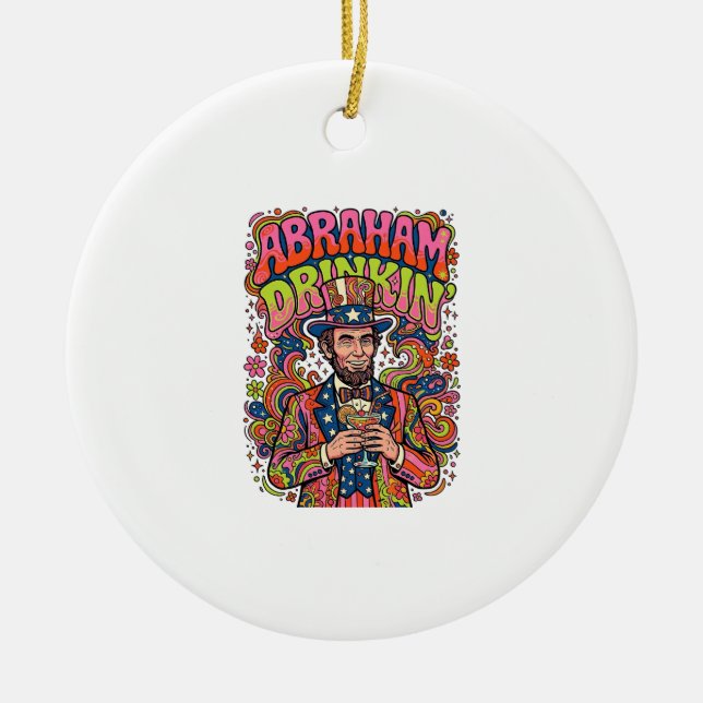 Patriotisk Abraham Dricker Retro Julgransprydnad Keramik (Framsidan)