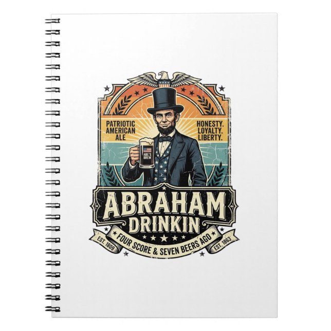 Patriotisk Abraham Dricker Retro Nött Anteckningsbok (Framsidan)