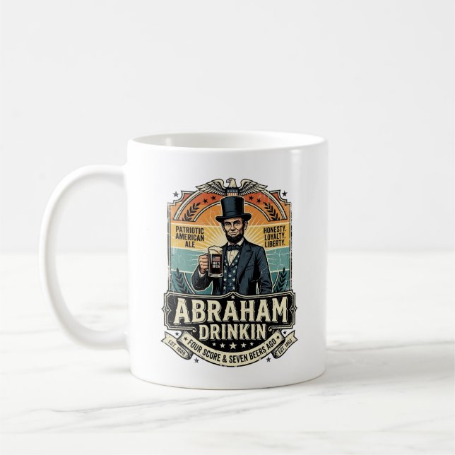 Patriotisk Abraham Dricker Retro Nött Kaffemugg (Vänster)