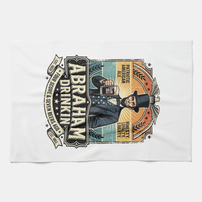 Patriotisk Abraham Dricker Retro Nött Kökshandduk (Horisontell)