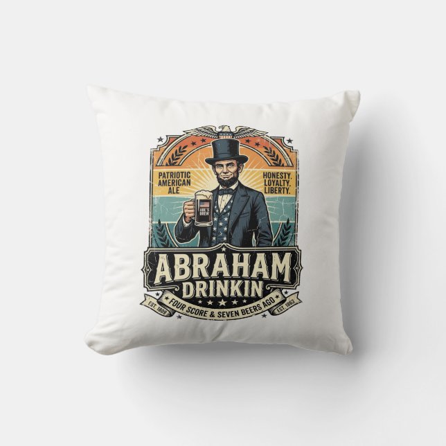 Patriotisk Abraham Dricker Retro Nött Kudde (Framsida)
