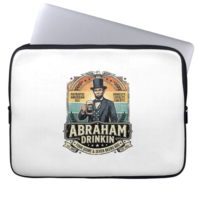 Patriotisk Abraham Dricker Retro Nött Laptop Fodral (Framsidan)