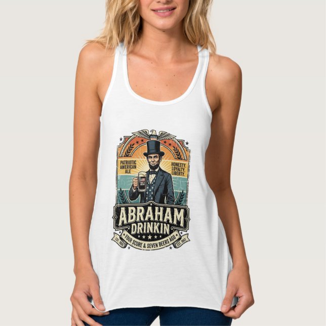 Patriotisk Abraham Dricker Retro Nött Linne Med Racerback (Framsida)