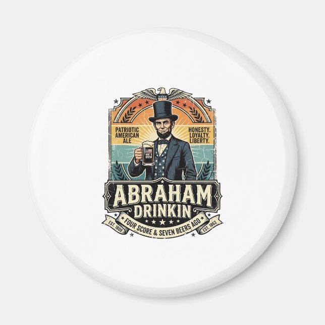 Patriotisk Abraham Dricker Retro Nött Magnet (Framsidan)