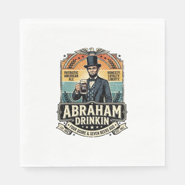 Patriotisk Abraham Dricker Retro Nött Pappersservett (Framsidan)