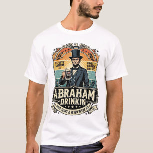 Patriotisk Abraham Dricker Retro Nött T-Shirt