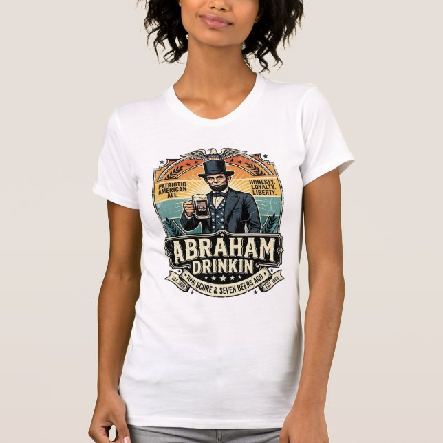 Patriotisk Abraham Dricker Retro Nött T Shirt (Framsida)