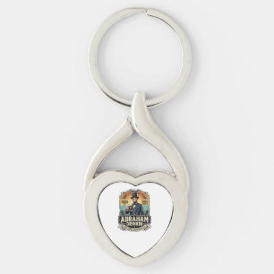 Patriotisk Abraham Dricker Retro Nött Twisted Heart Silverfärgad Nyckelring