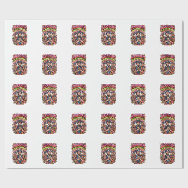 Patriotisk Abraham Dricker Retro Presentpapper (Platt)