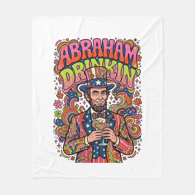 Patriotisk Abraham Drickin Retro Fleecefilt (Framsidan)