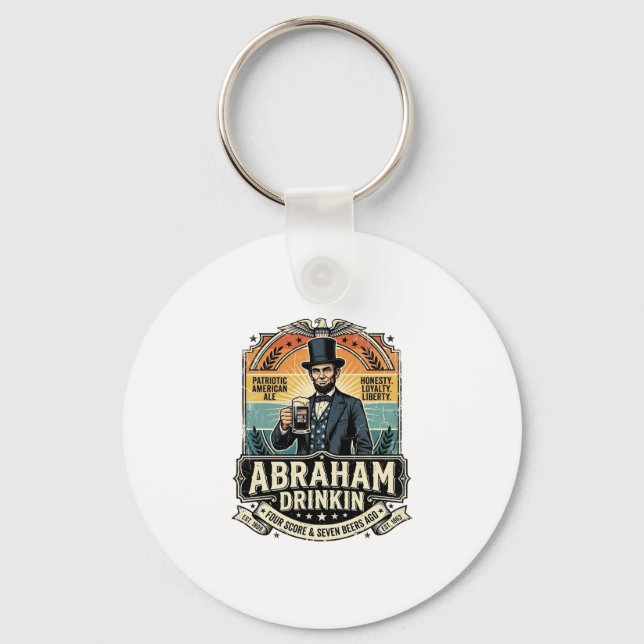 Patriotisk Abraham Drickin Retro Nött Nyckelring (Framsida)