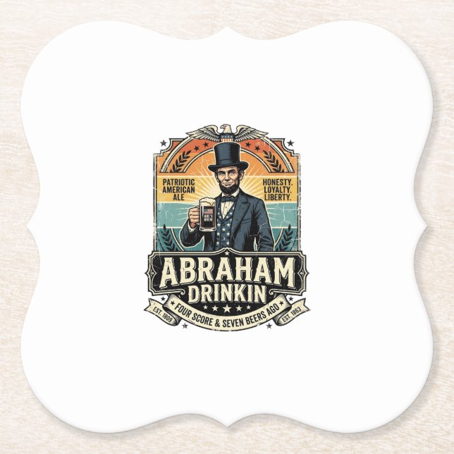 Patriotisk Abraham Drickin Retro Nött Underlägg Papper (Framsida)