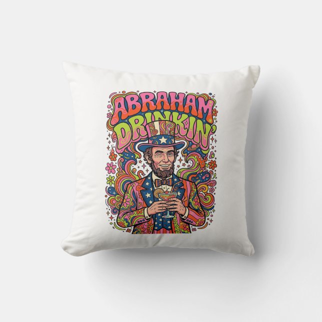 Patriotisk Abraham Drinkin Retro Kudde (Framsida)