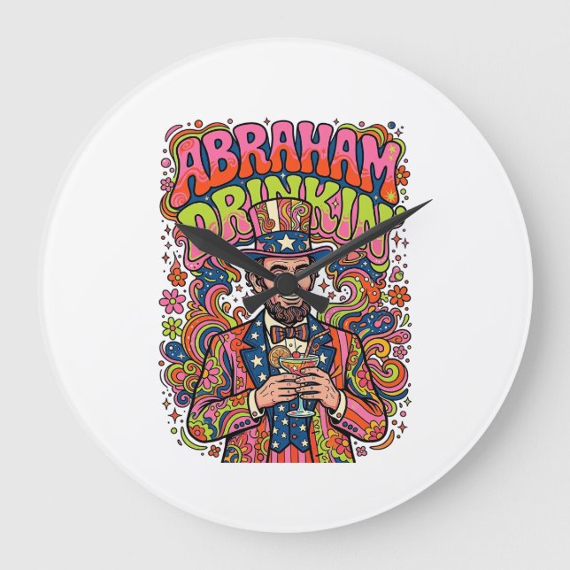 Patriotisk Abraham Drinkin Retro Stor Klocka (Framsida)