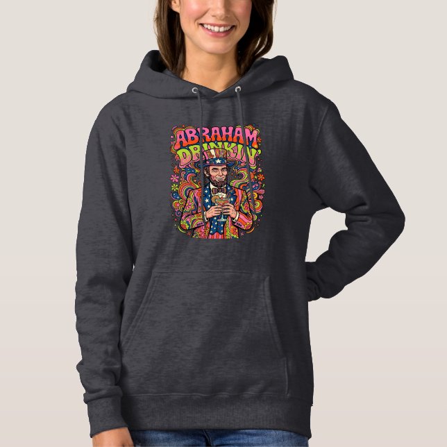 Patriotisk Abraham Drinkin Retro T Shirt (Framsida)
