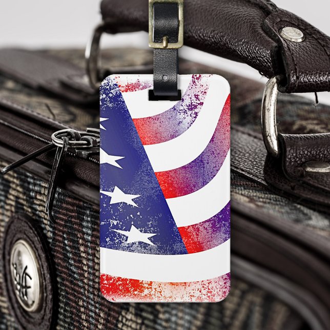 Patriotisk Abstrakt Amerikansk Flagga Grunge Bagagebricka (Luggage tag featuring a grunge variation of the USA flag with stars and stripes - patriot - 4th)