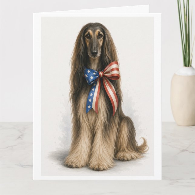 Patriotisk Afghanhund Gratulationskort Kort (Framsida)