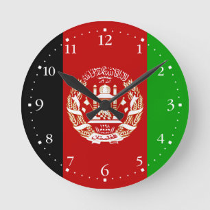 Patriotisk Afghanistan Flagga Rund Klocka
