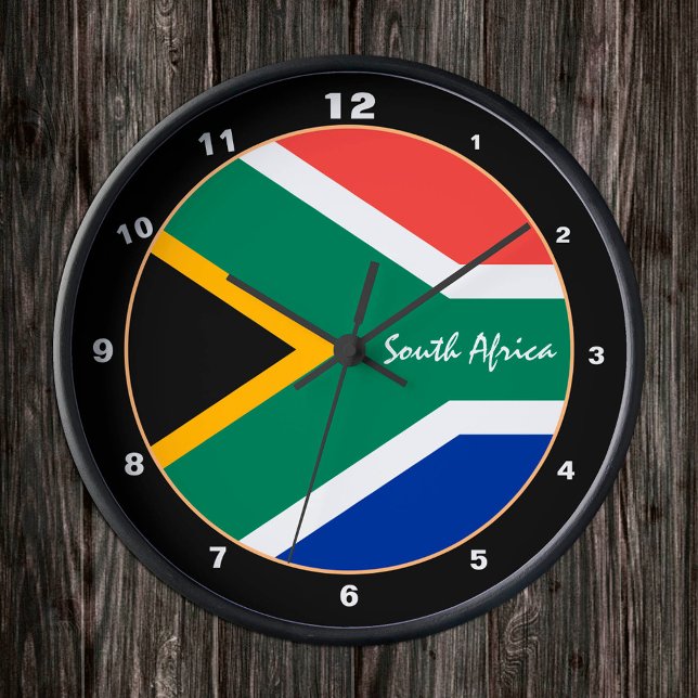 Patriotisk afrikansk Flagga, syd Afrika hem/design Rund Klocka (Skapare uppladdad)