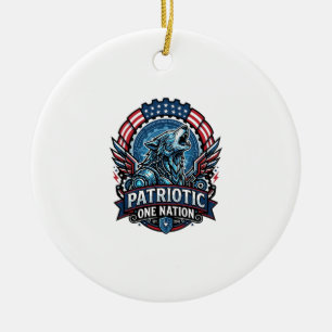 Patriotisk Ai Frihet Varg Cyberpunk Framtid Frihet Julgransprydnad Keramik
