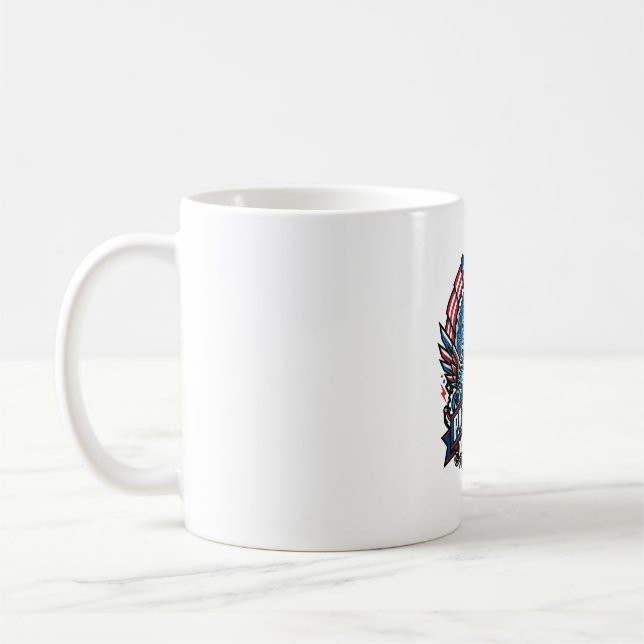 Patriotisk Ai Frihet Varg Cyberpunk Framtid Frihet Kaffemugg (Vänster)