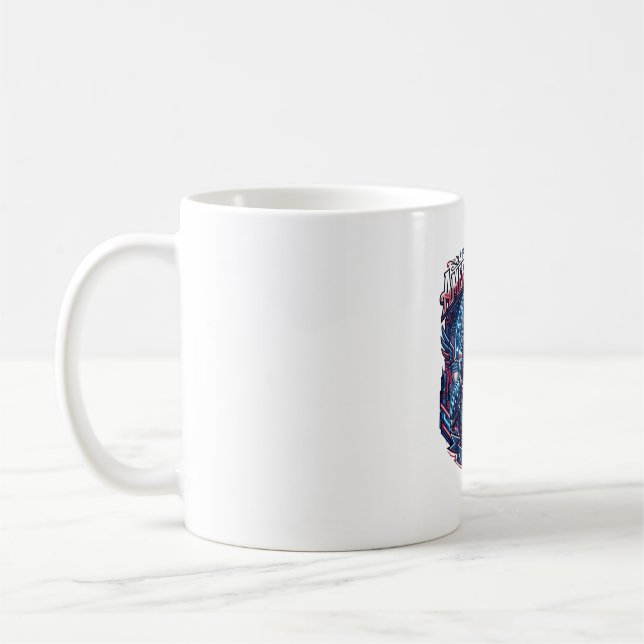 Patriotisk Ai Frihet Varg Cyberpunk Framtid Frihet Kaffemugg (Vänster)