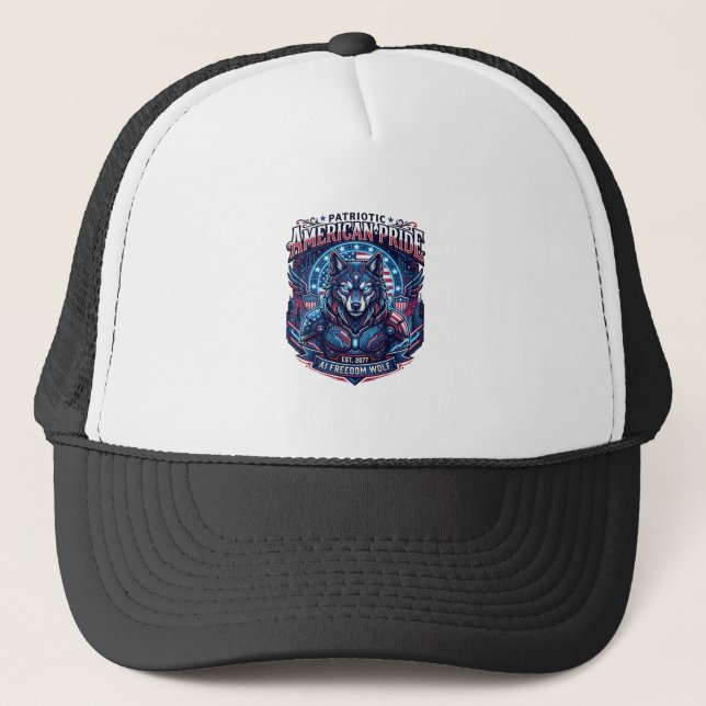 Patriotisk Ai Frihet Varg Cyberpunk Framtid Frihet Keps (Framsida)