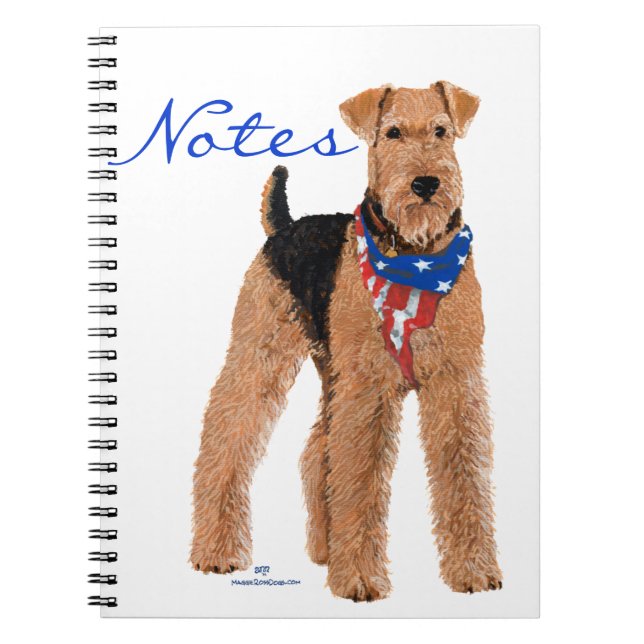 Patriotisk Airedale Terrier Anteckningsbok Med Spiral (Framsidan)