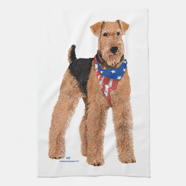 Patriotisk Airedale Terrier Kökshandduk (Vertikal)