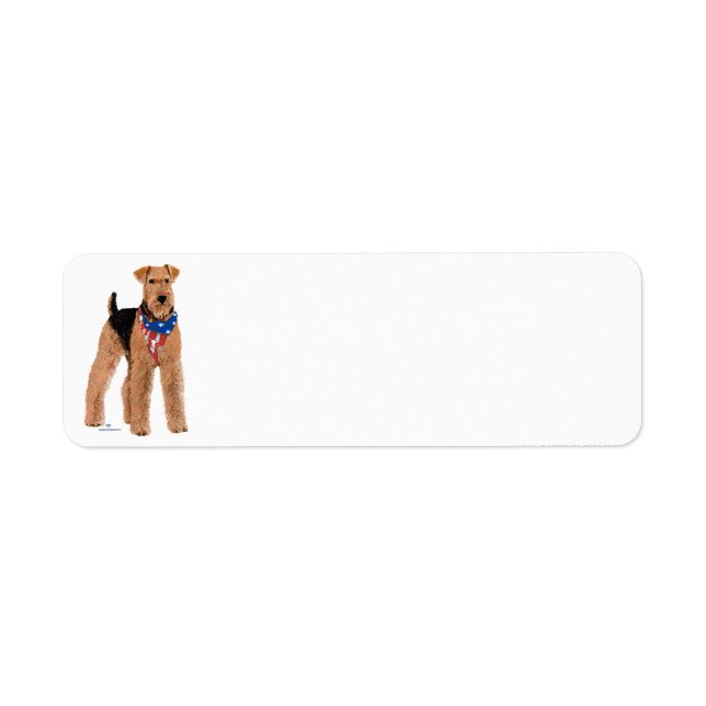 Patriotisk Airedale Terrier Returadress Etikett (Framsidan)