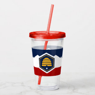 Patriotisk akrylmugg med Utahs flagga, USA Take Away Mugg