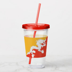 Patriotisk akrylTumbler med flagga av Bhutan Take Away Mugg