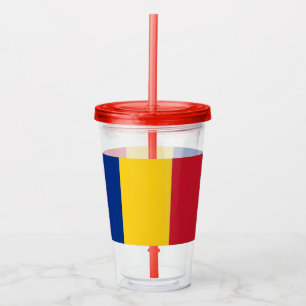 Patriotisk akrylTumbler med flagga av rumänien Take Away Mugg