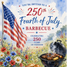 Patriotisk akvarell 250 år fjärde juli grillfest