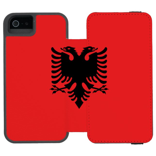 Patriotisk albansk flagga incipio iPhone wallet skal (Folio Öppen)