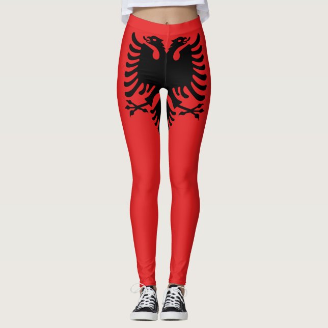 Patriotisk albansk flagga leggings (Framsida)