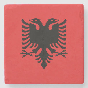 Patriotisk albansk flagga stenunderlägg
