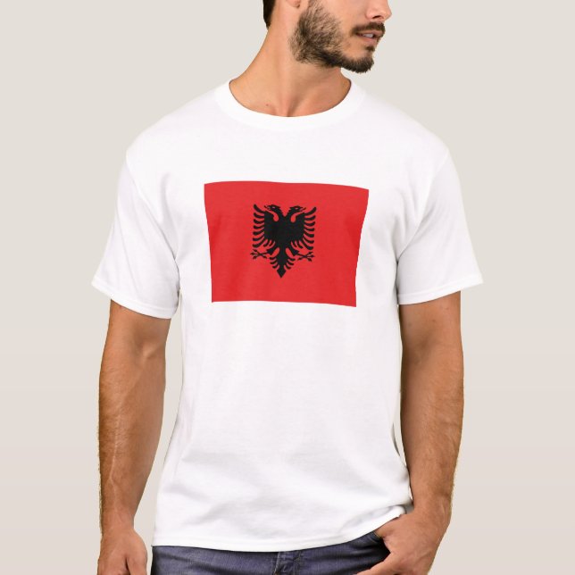 Patriotisk albansk flagga t-shirt (Framsida)