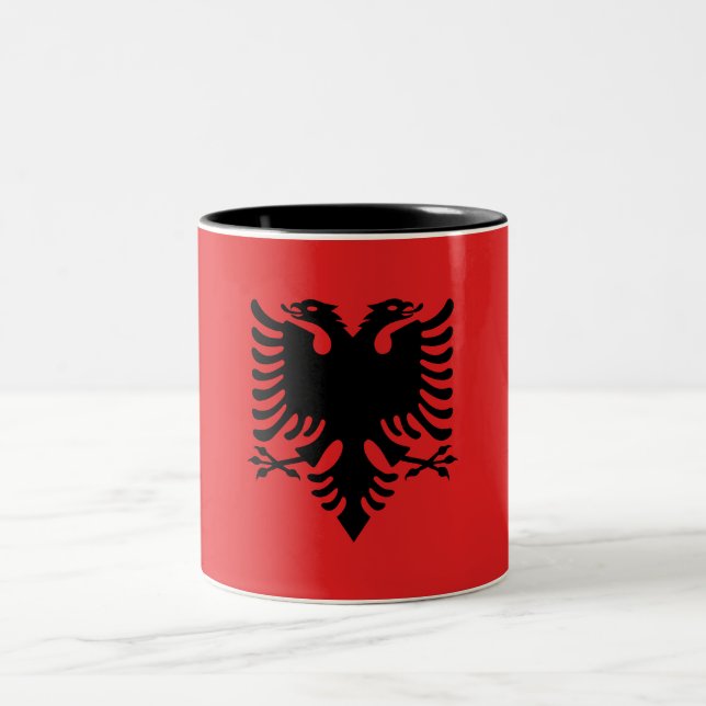 Patriotisk albansk flagga Två-Tonad mugg (Center)